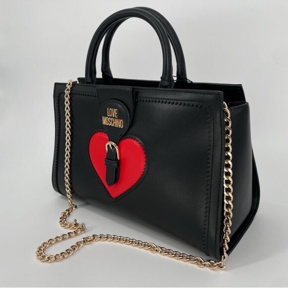 White and Red Heart Women's Bag - Picture 1 of 8